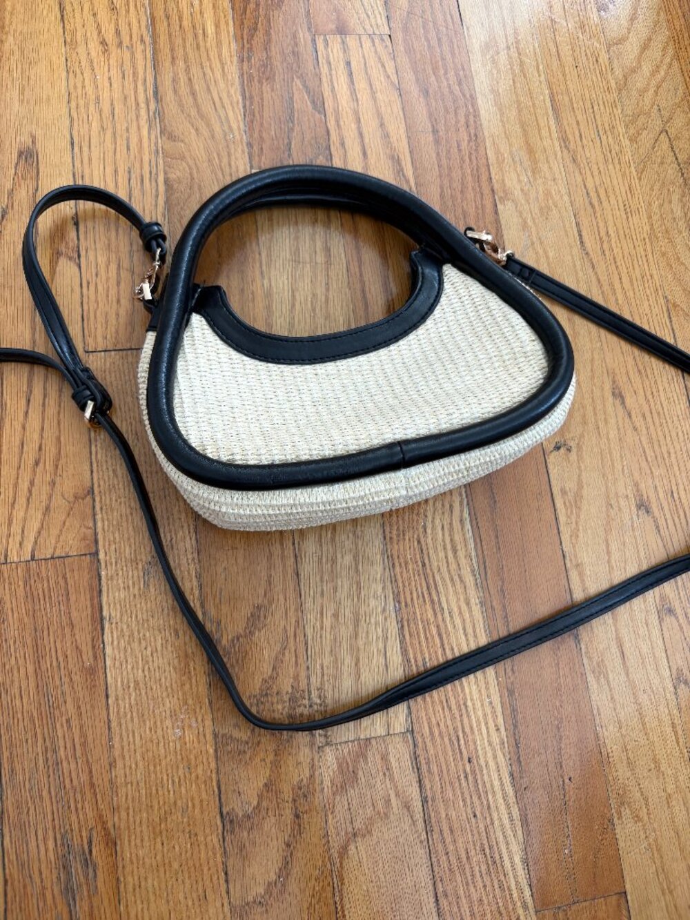 Cream woven crossbody bag